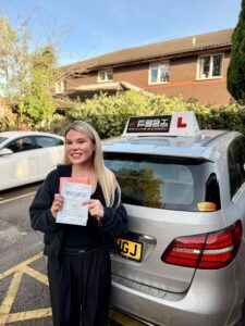 Jessica driving test passed with instructor Andras